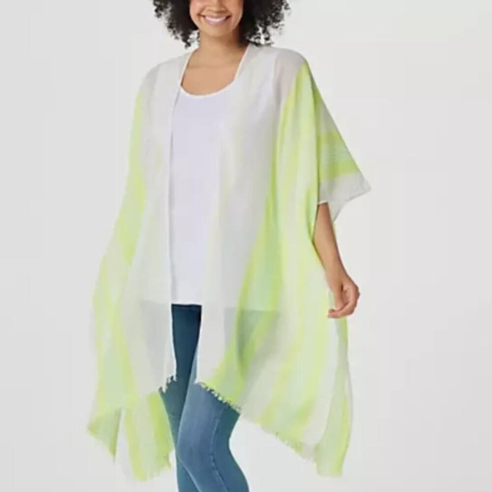 Issac Mizrahi Live! Neon Stripe Kimono Wrap One Size NEW
